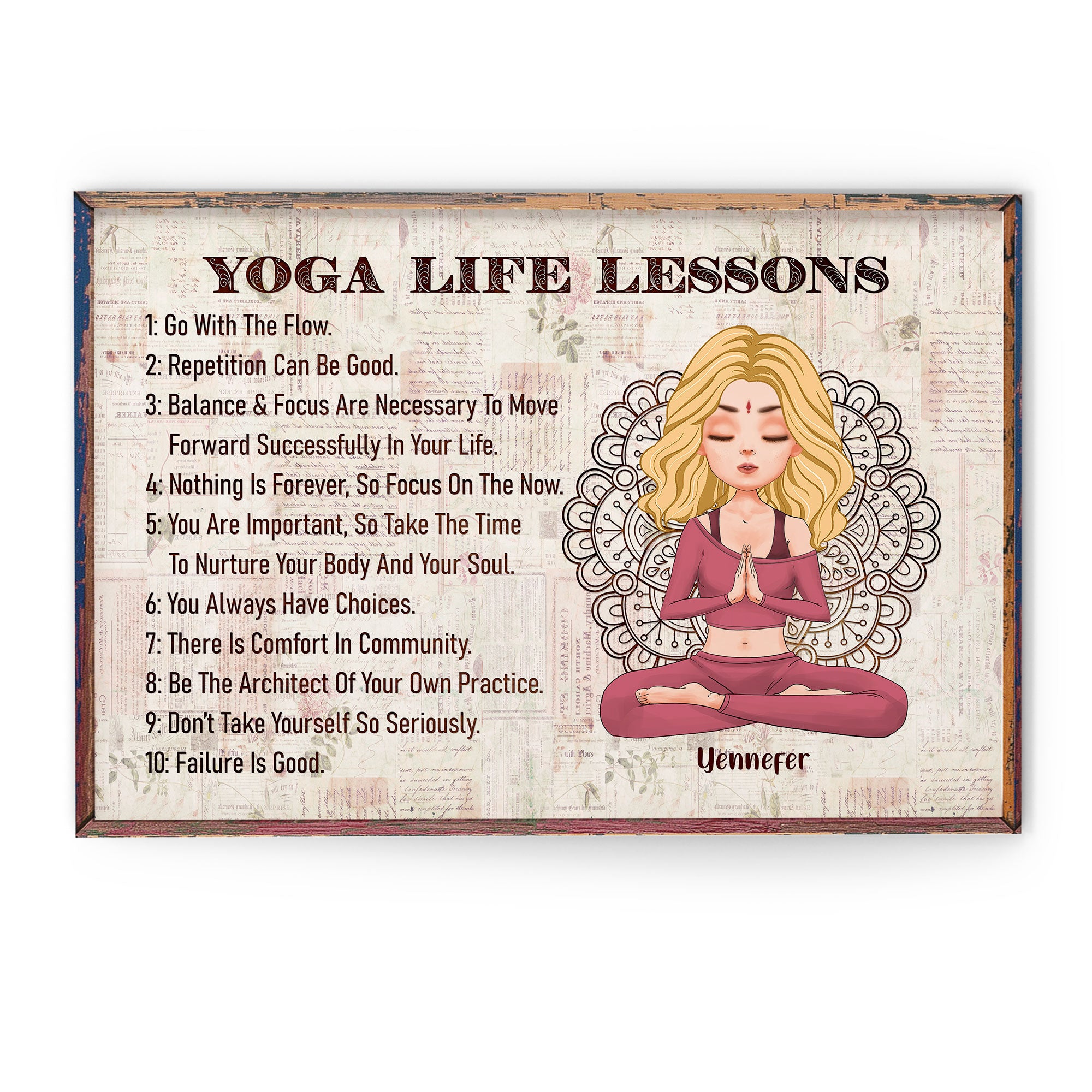 Yoga Life Lessons – Personalized Poster/Canvas – Birthday & Christmas Gift For Yoga Lover – Yoga Girls