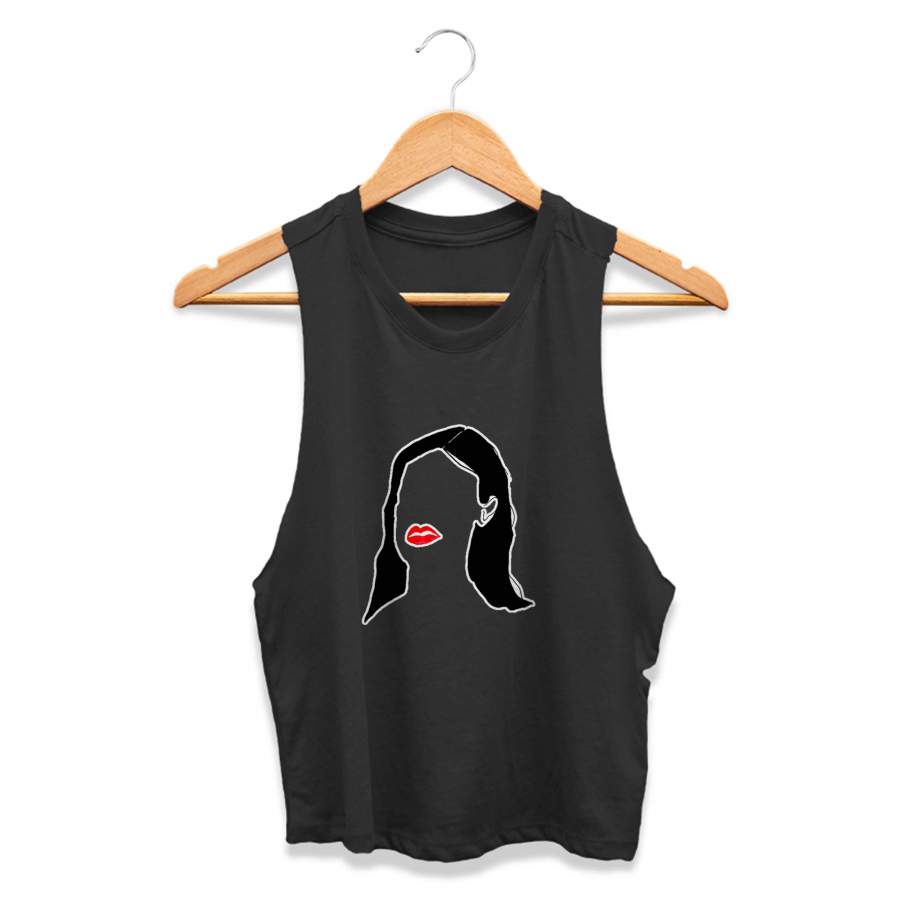 The Marlene Illustration Fetish Vintage Femme Fatale Womans Crop Tanktop Tee