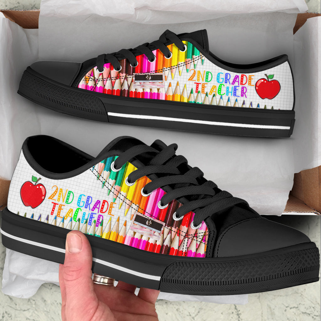 2Nd Grade Teacher Low Top Shoes Canvas Shoes School Shoes Pencil Zipper Low Top