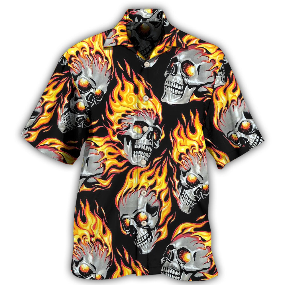 Cool Skulls On Fire Hawaii Shirt Ha108633