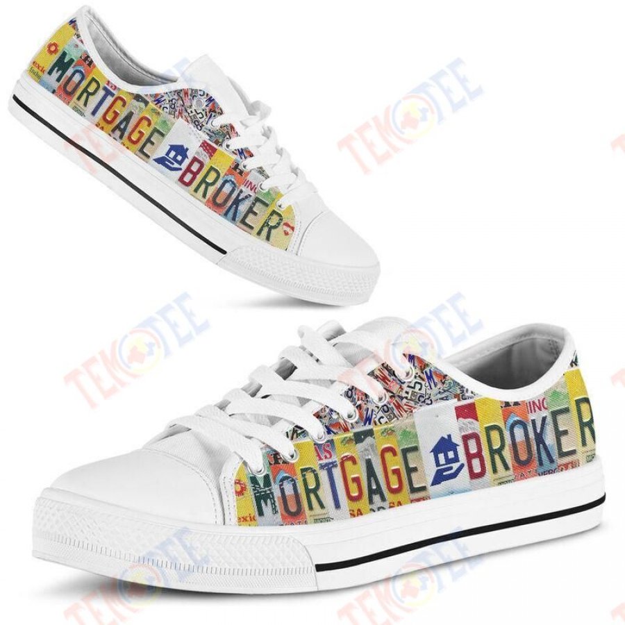 Mens Womens Mortgage Broker License Plates Low Top Shoes Custom Print Footwear Converse Sneakers TMT815