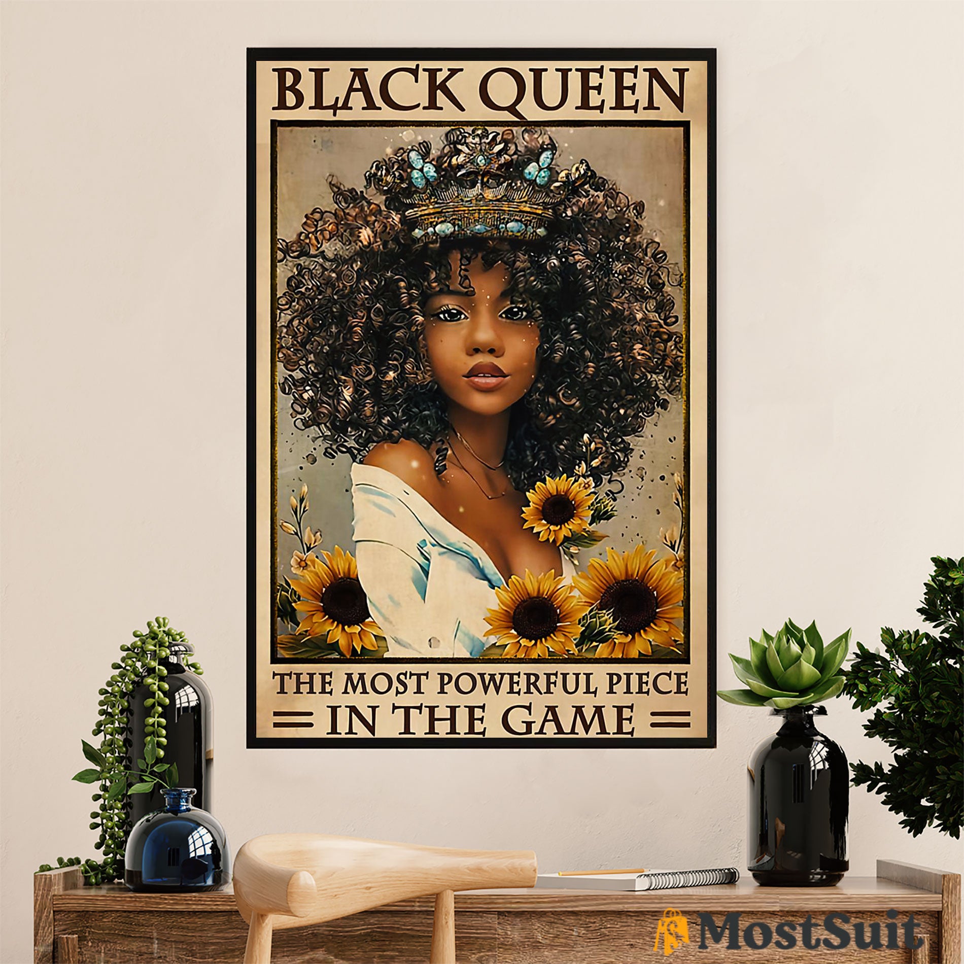 African American Afro Poster | Gift For Black Girl | Juneteenth Day Room Wall Art – Black Queen Powerful Piece