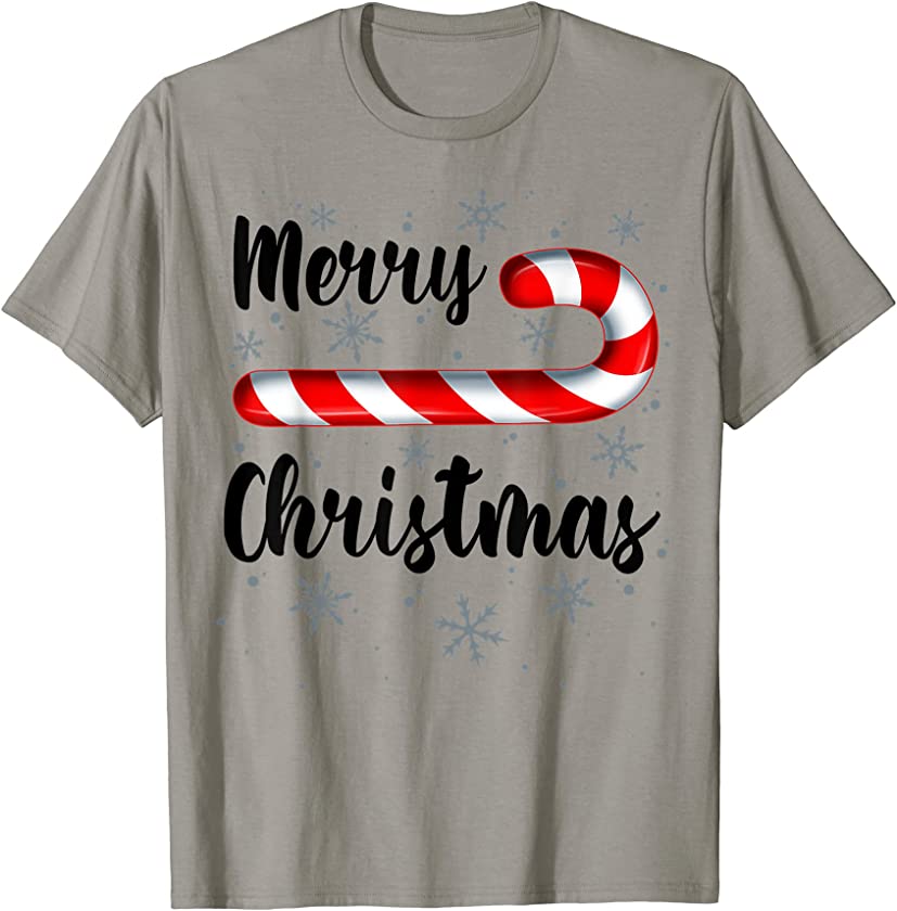 Candy Cane Merry Christmas Red and White Candy Snowflakes T-Shirt