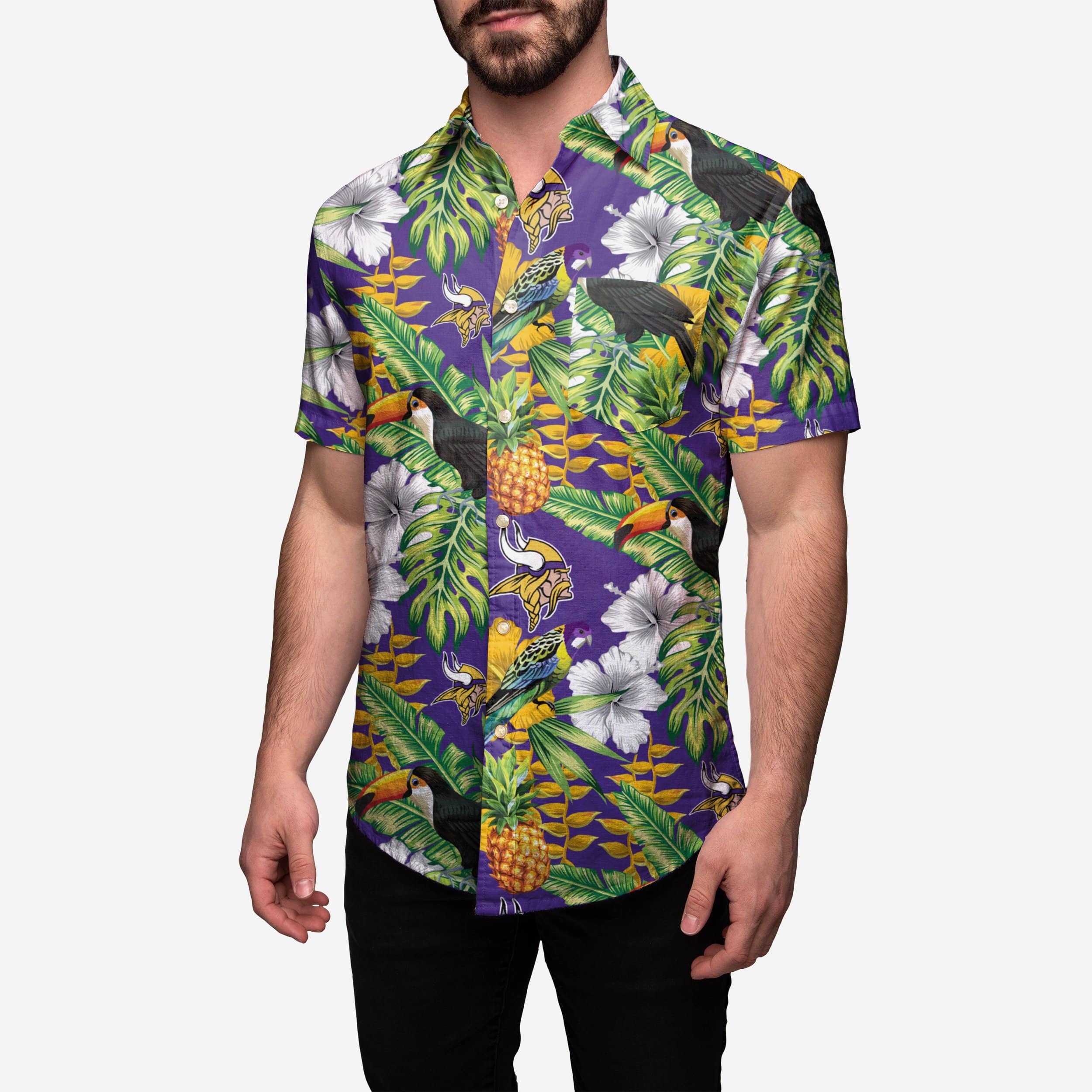 Minnesota Vikings Floral Button Up Shirt