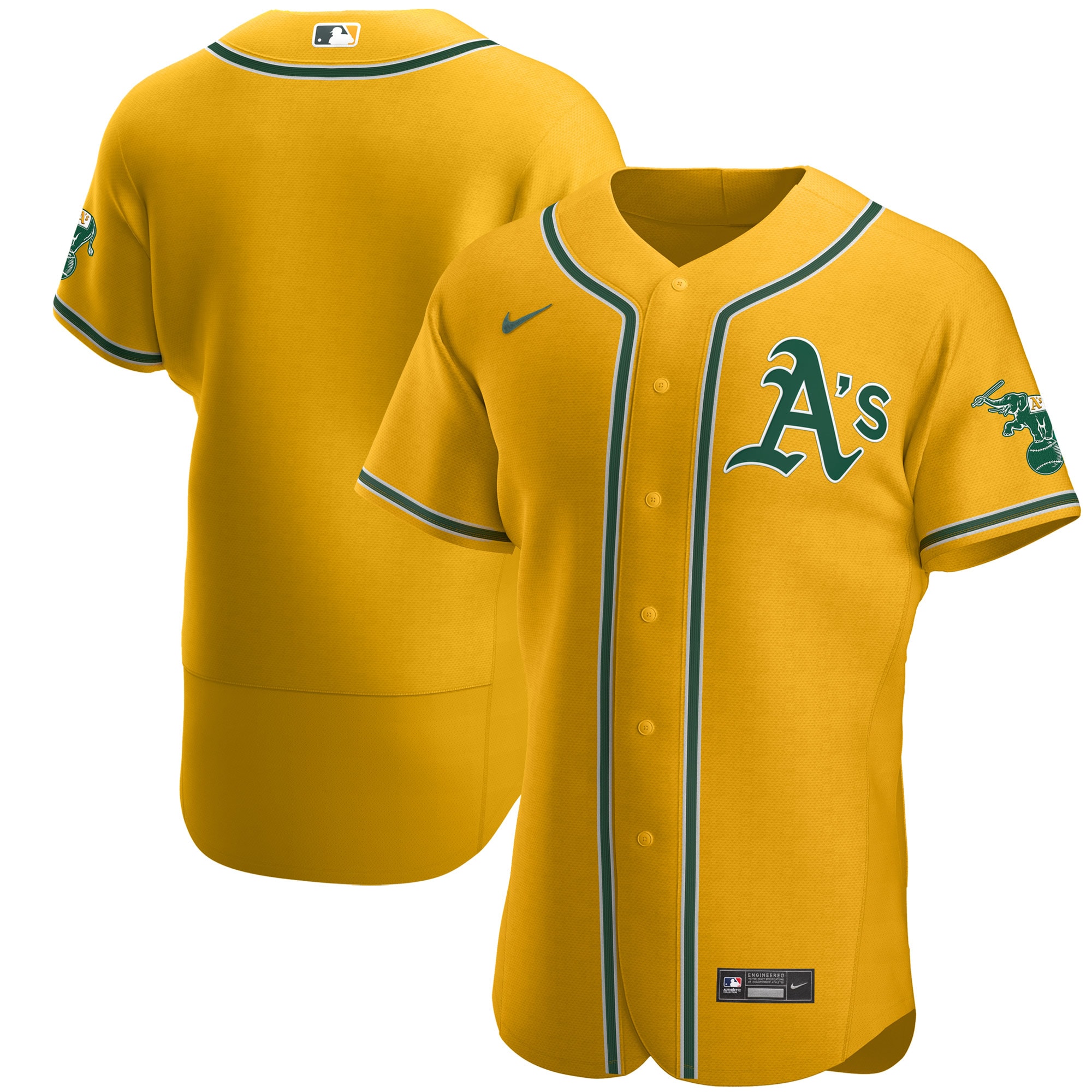 Men’s Oakland Athletics Gold Authentic Official Team Jersey