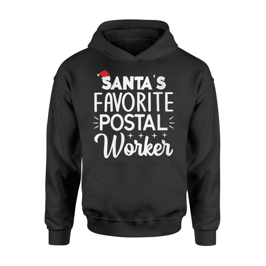 Womens Christmas Cute Postal Gift Santa’s Favorite Postal Worker V-Neck T-Shirt – Standard Hoodie