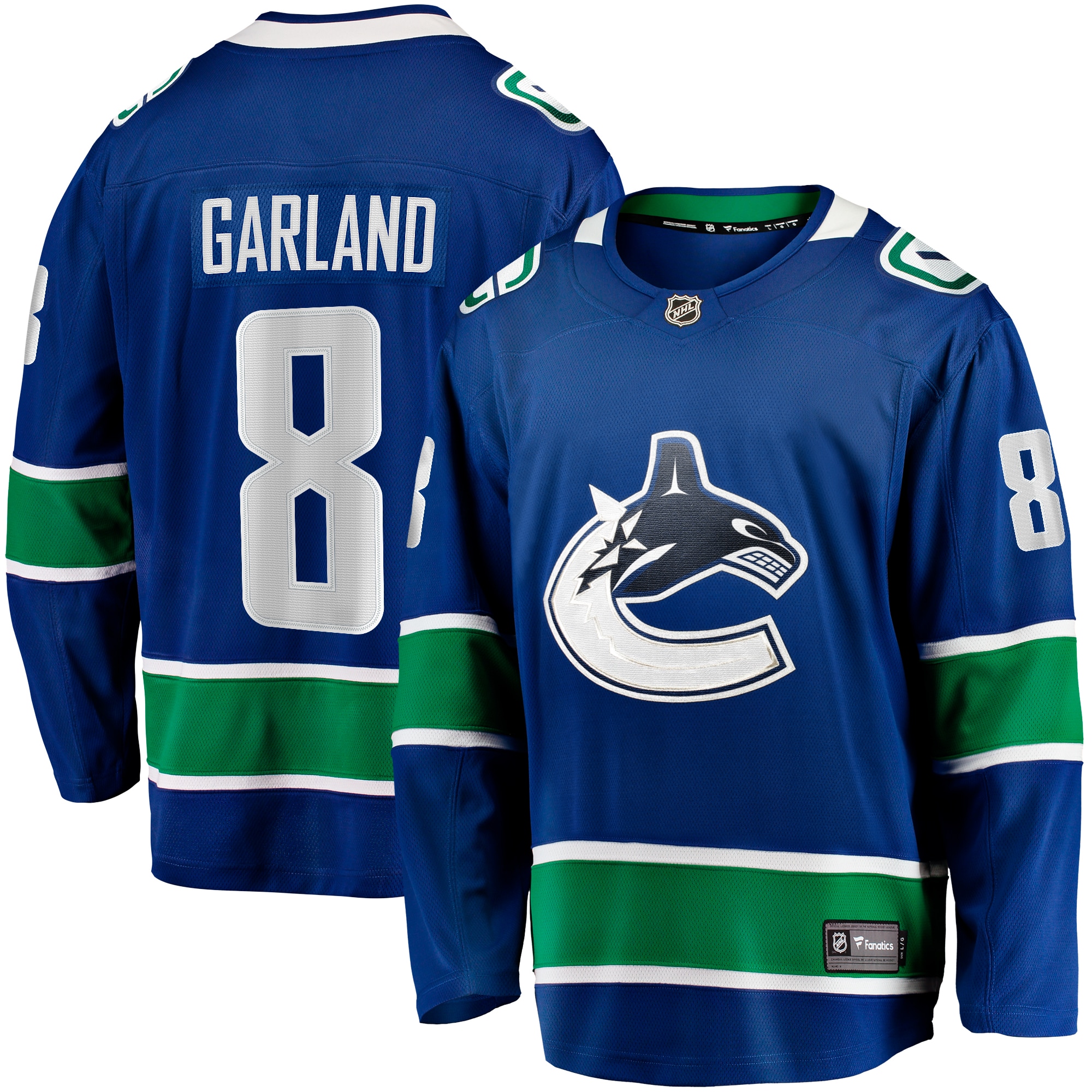 Men's Vancouver Canucks Conor Garland Blue Home Breakaway Jersey