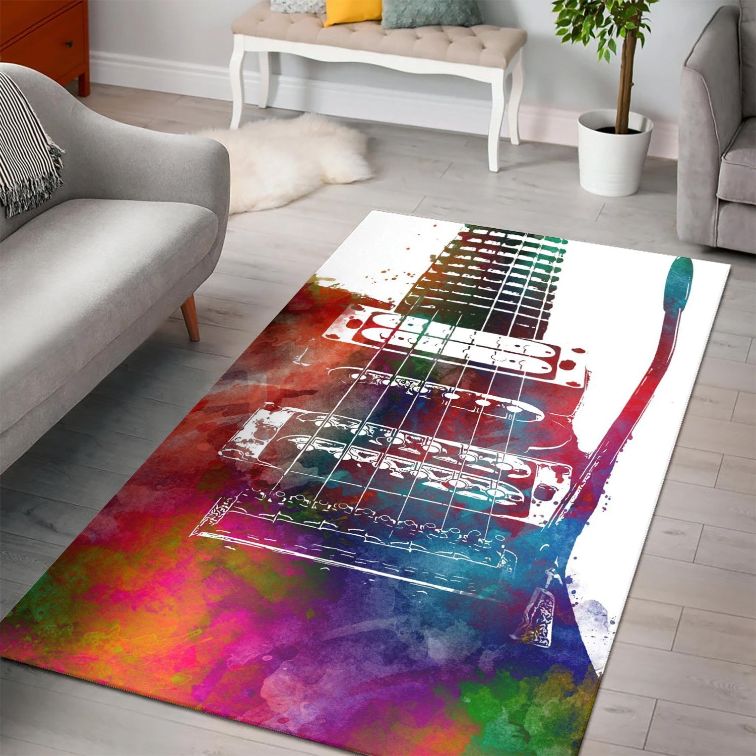 Guitar  Music Rug, Living Room Rug,  Halloween Gift