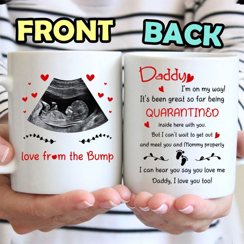 Personalized Gift For Expecting Dad On My Way Bump Mug