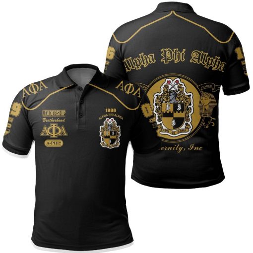 Alpha Phi Alpha 1906 Crest Leadership A-Phi Black Polo Shirt