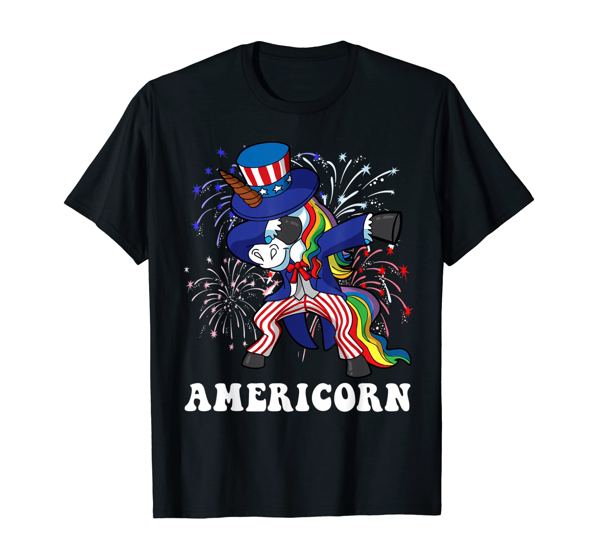 Americorn Dabbing Unicorn 4th of July Independence Day USA T-Shirt