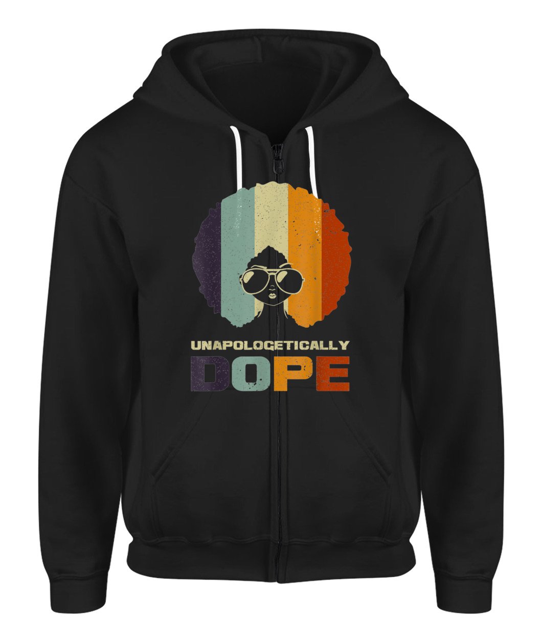 Unapologetically Dope African American Funny Afro Zip-Up Hoodie For Women