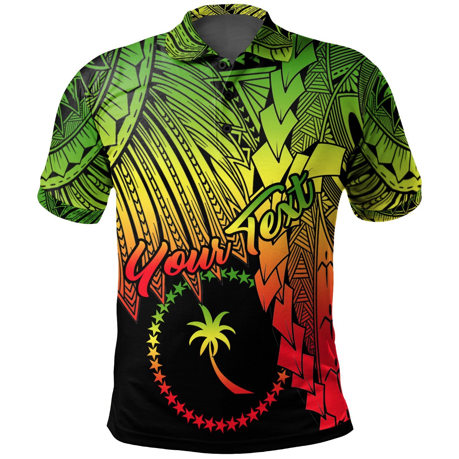 Chuuk Micronesia Custom Personalised Polo – Tribal Wave Tattoo Reggae – BN12