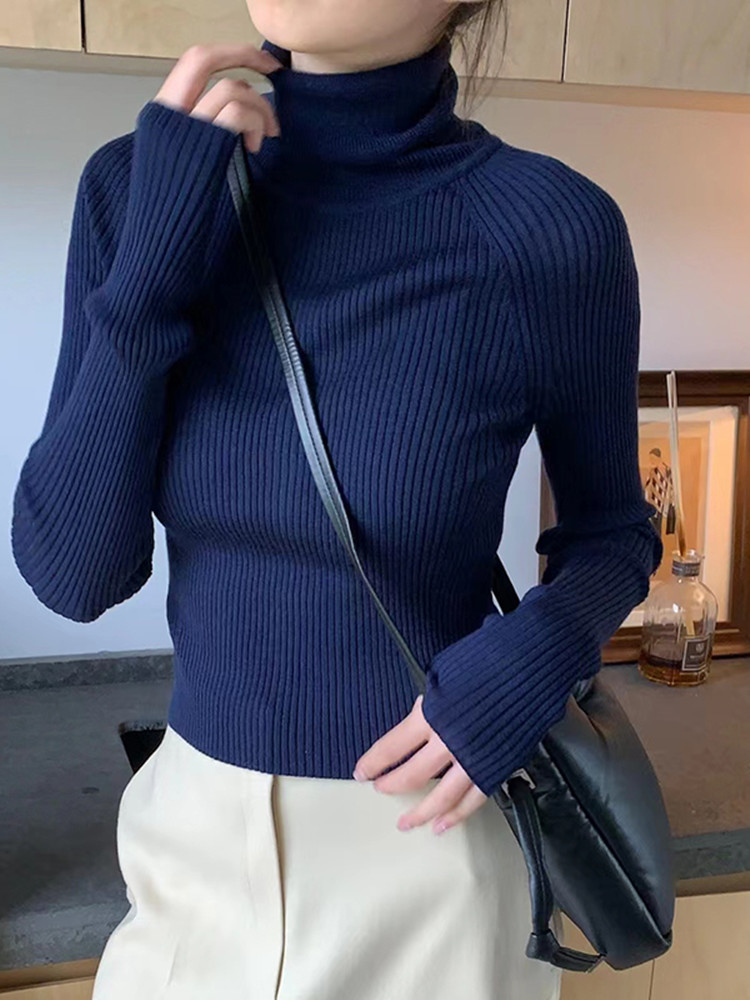 Women Wool Comfort Knitted Sweater Slim Turtleneck Long Sleeve Single Breasted Irregular Design Back Buttoned Cardigan Sexy Club alx