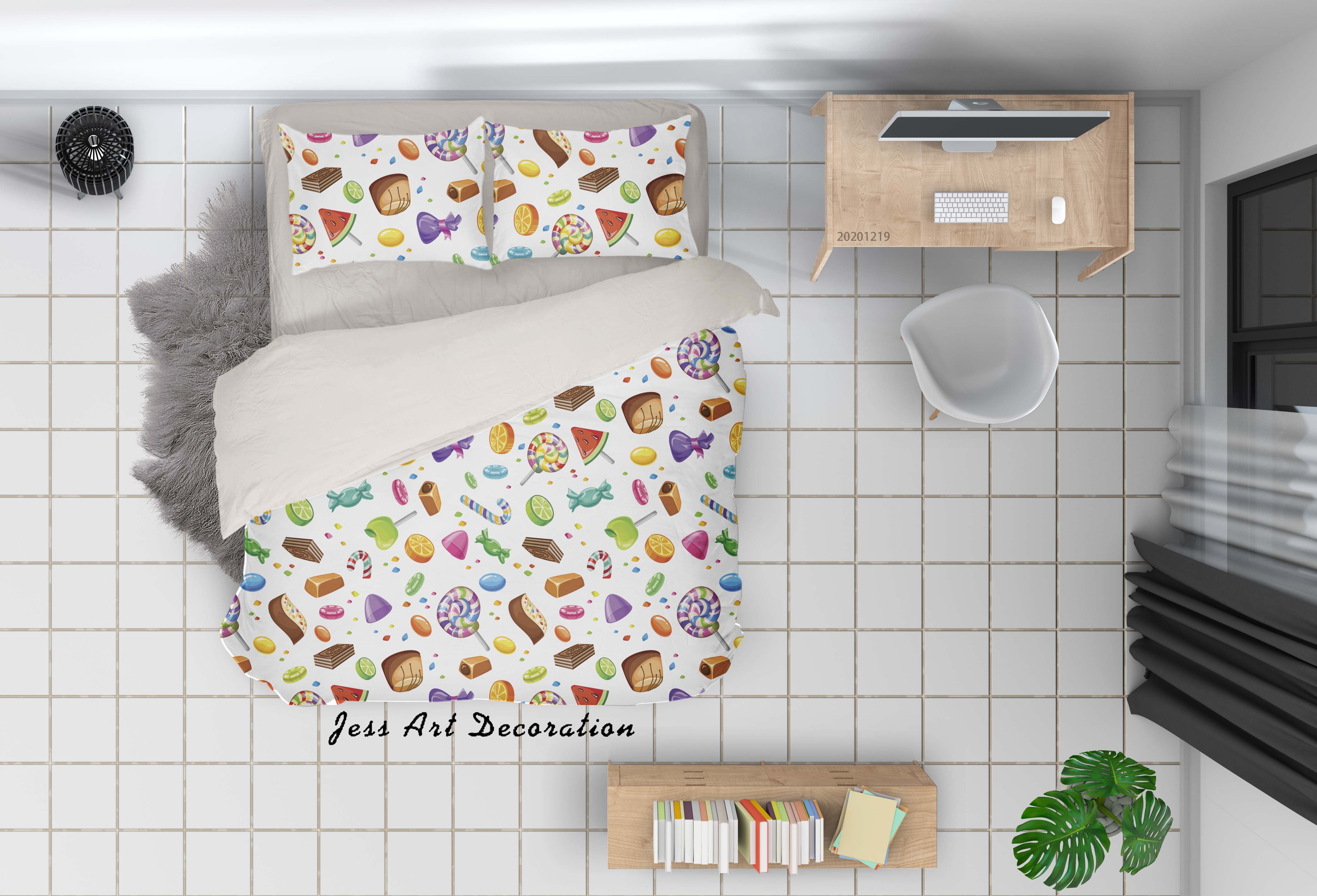 3D Hand Drawn Food Dessert Candy Quilt Cover Set Bedding Set Duvet Cover Pillowcases 11