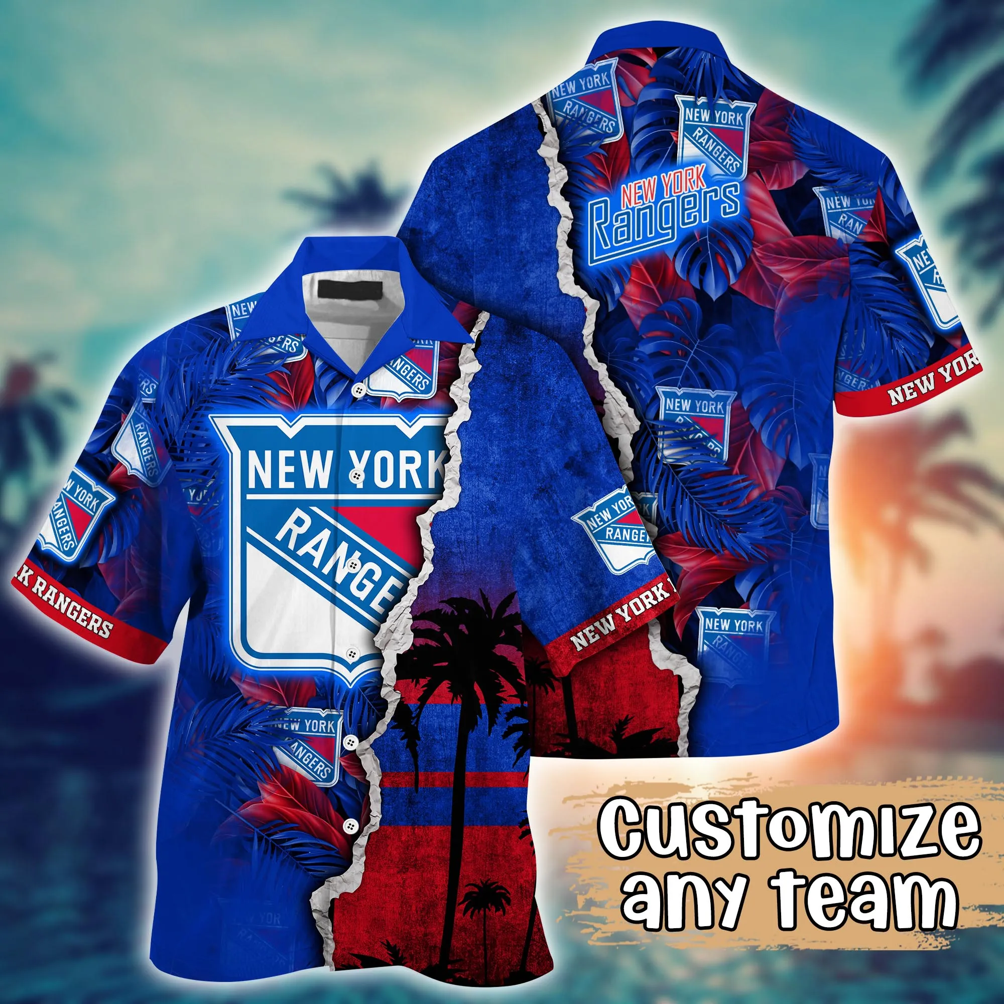 New York Rangers Nhl Hawaiian Shirt Custom Sunning Aloha Shirt