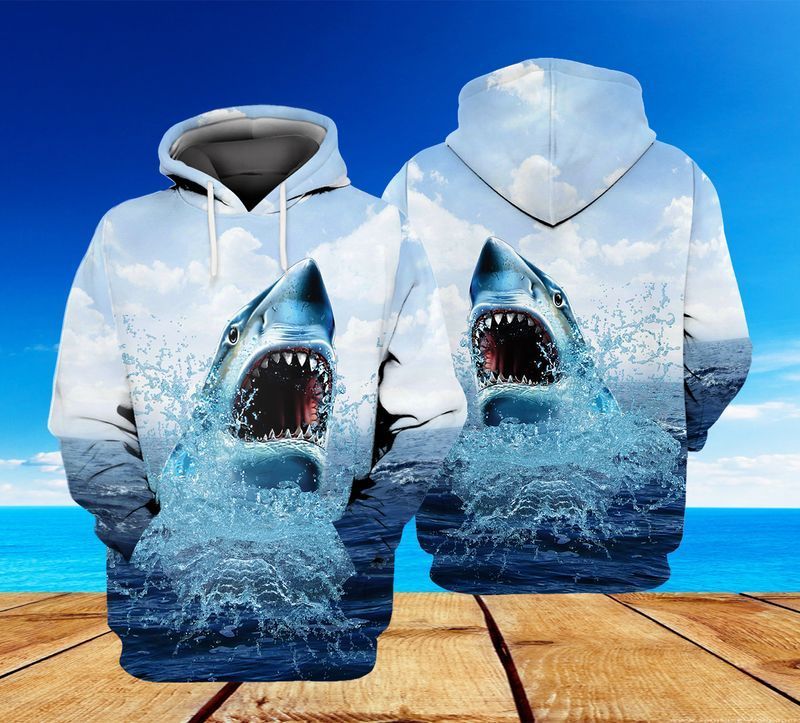 Aggressive Shark In The Ocean 3D Full Print Hoodie