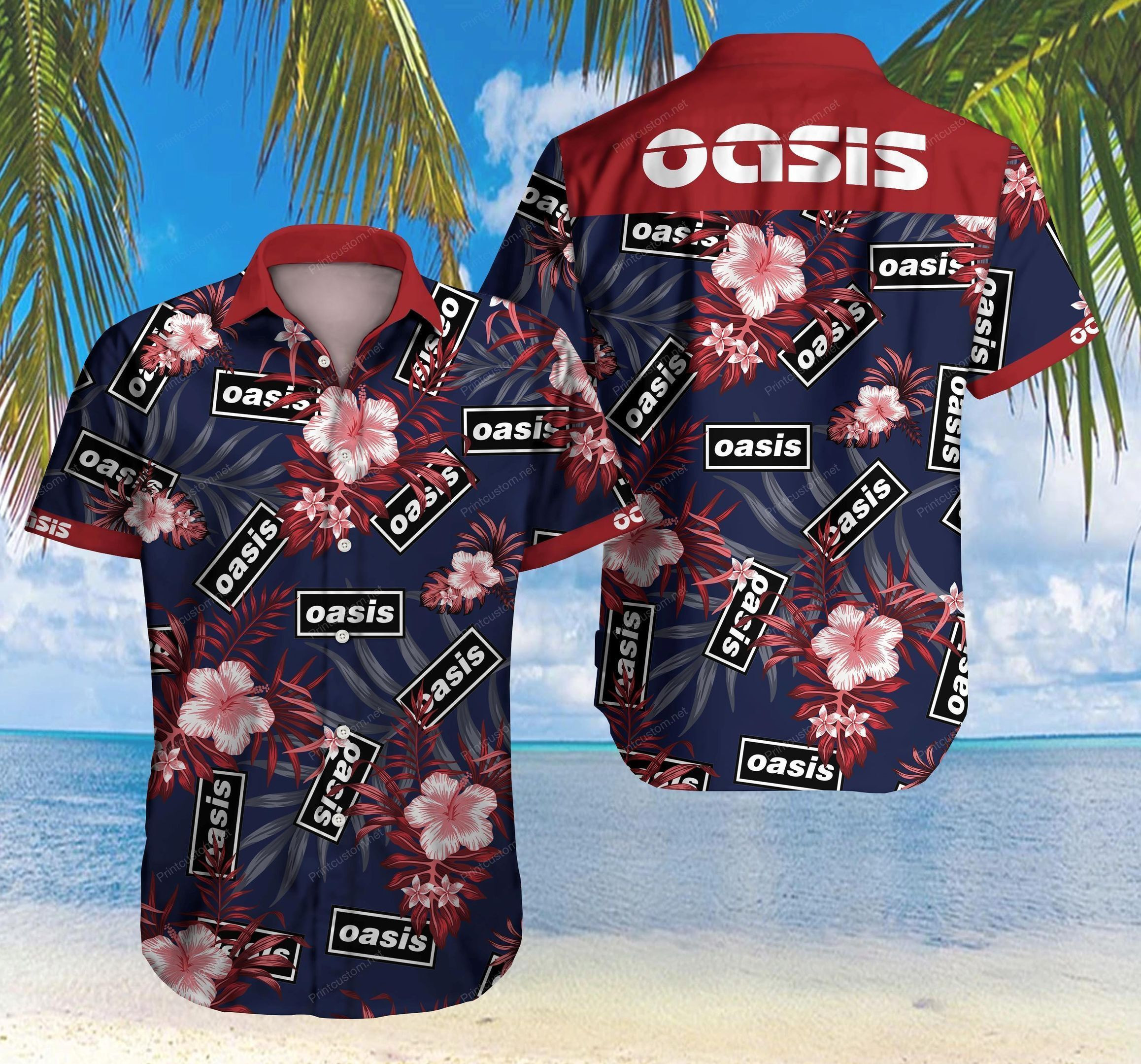 Oasis Hawaii Graphic Print Short Sleeve Hawaii Casual Shirt Ha77678