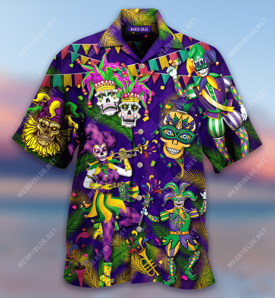 Clown Skull Happy Mardi Gras Hawaiian Shirt – Jamestees Store