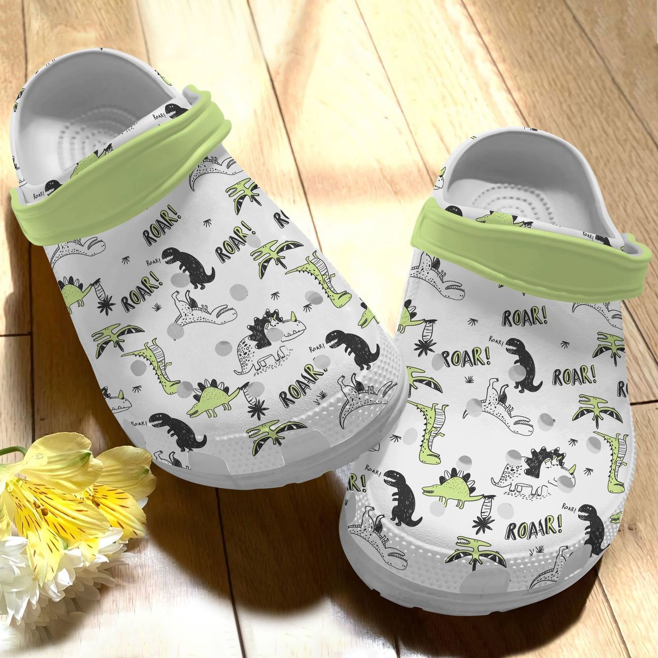 Dinosaur Personalize Clog, Custom Name, Text, Fashion Style For Women, Men, Kid, Print 3D Hear Me Roar