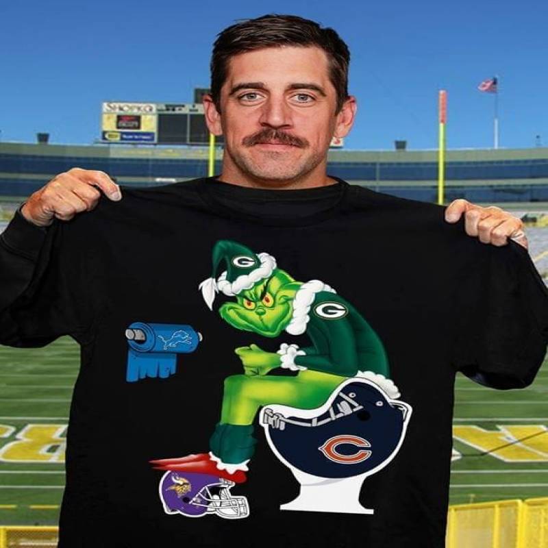 Green Bay Packers Christmas Grinch In Toilet T-Shirt