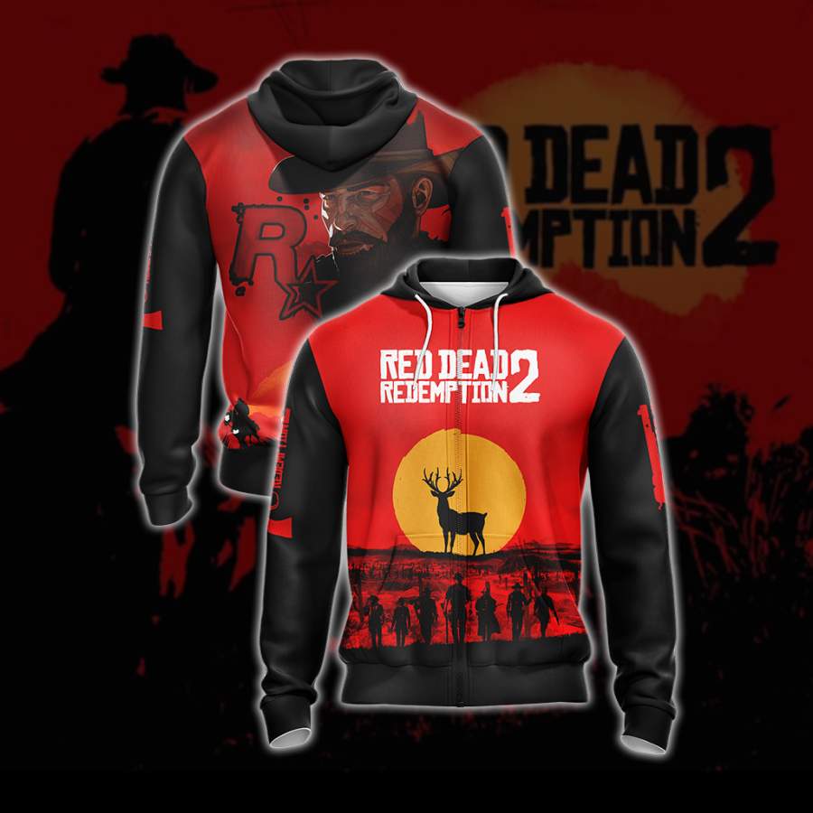 Red Dead Redemption 2 New Look Unisex Zip Up Hoodie