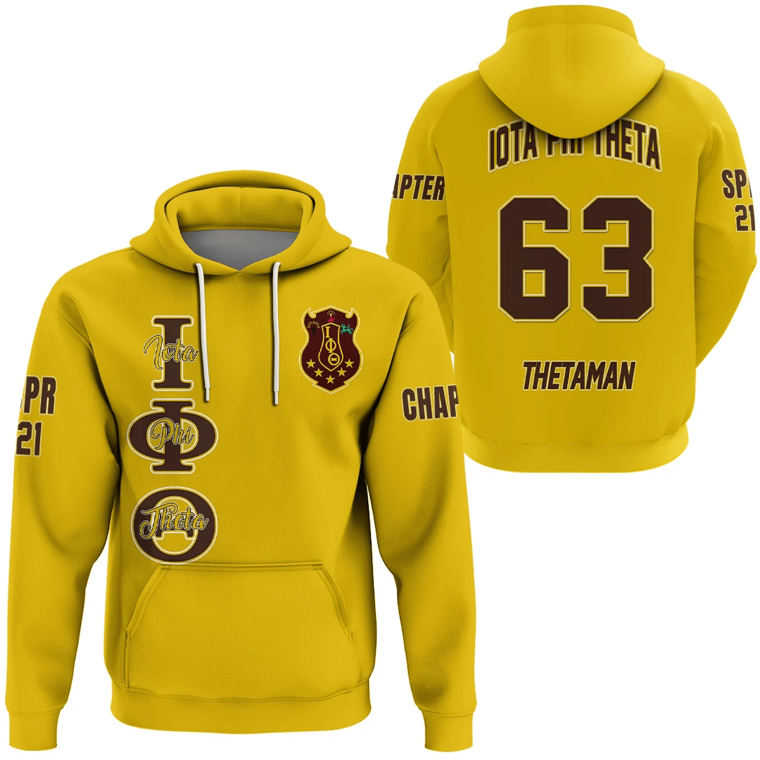 Wonderprint Hoodie Personalized Iota Phi Theta Gold Hoodie Lt10