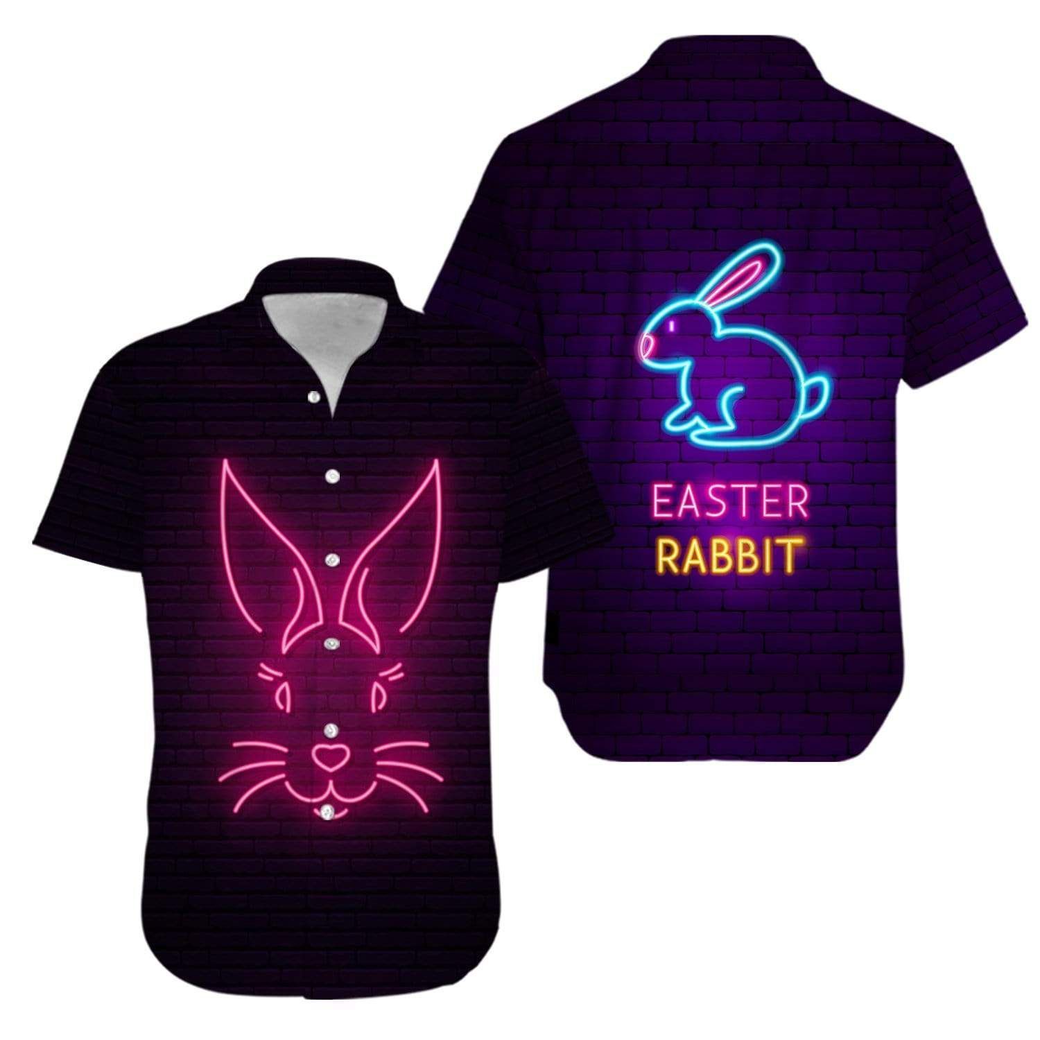 Beach Shirt Get Here Bunny Neon Pink Happy Easter Day Hawaiian Aloha Shirts V