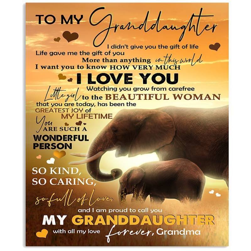 From Grandma Lovely Words To Granddaughter Who Loves Elephant Vertical Poster