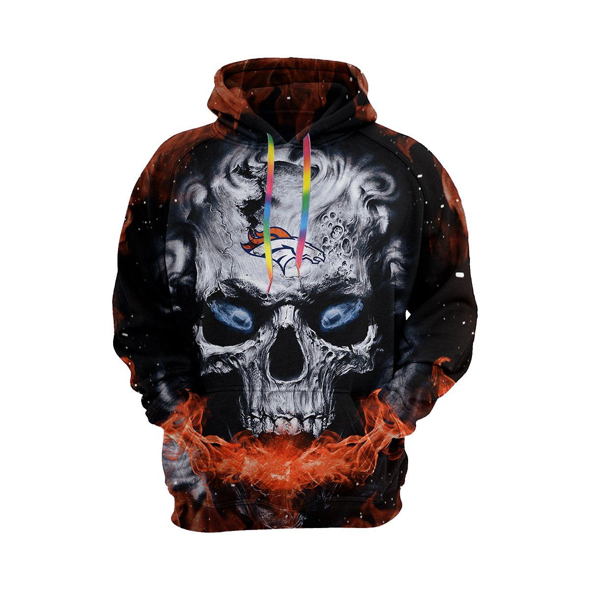 Cool Custom Hoodie 3D Skull Broncos Hoodies Pullover Sweatshirt Art#1091  Hoodie 3D Zip Hoodie