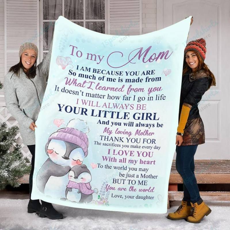 Custom Blanket Penguin To My Mom Blanket – Gift For Mom – Fleece Blanket