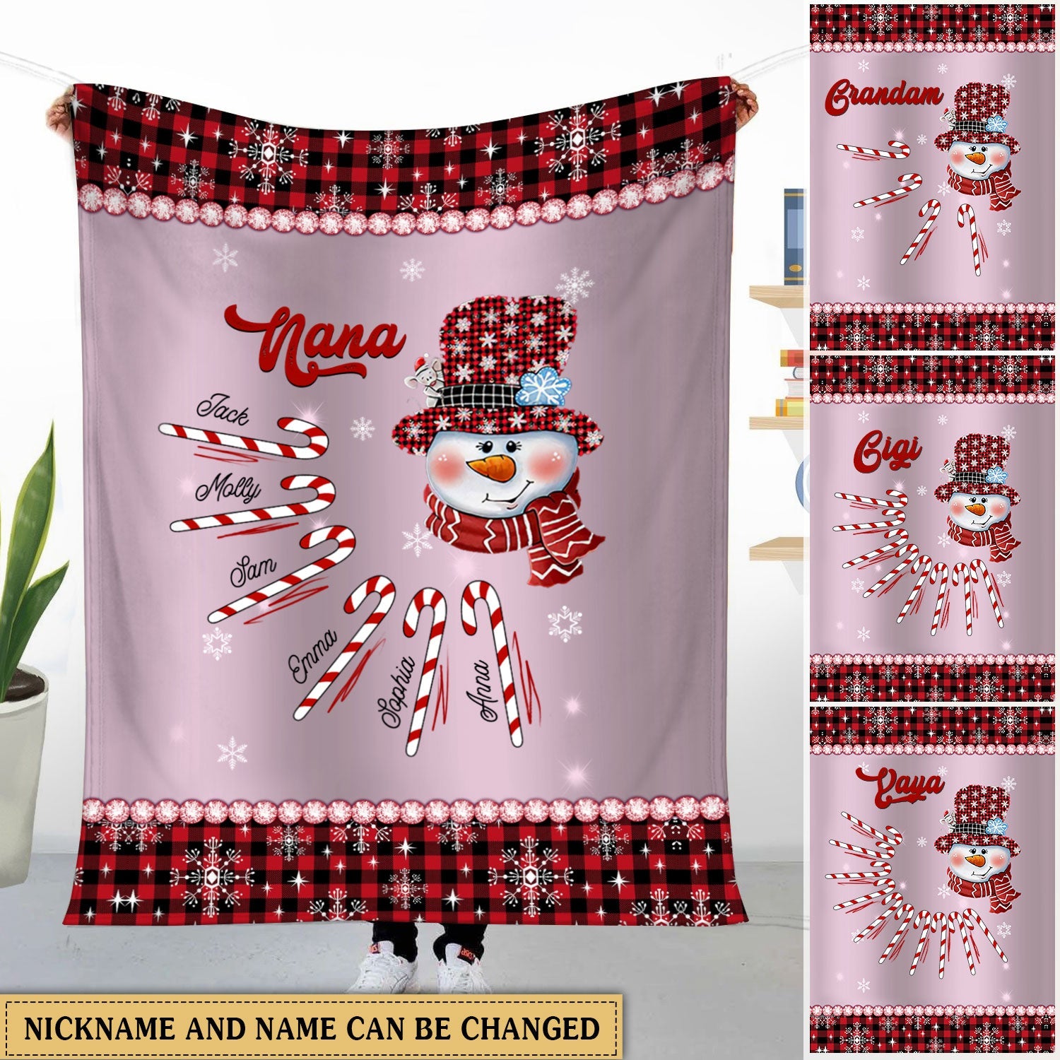 Personalized Grandma Snowman Grandkids Christmas Candy Blanket Hld16Oct21Tt1 Tt