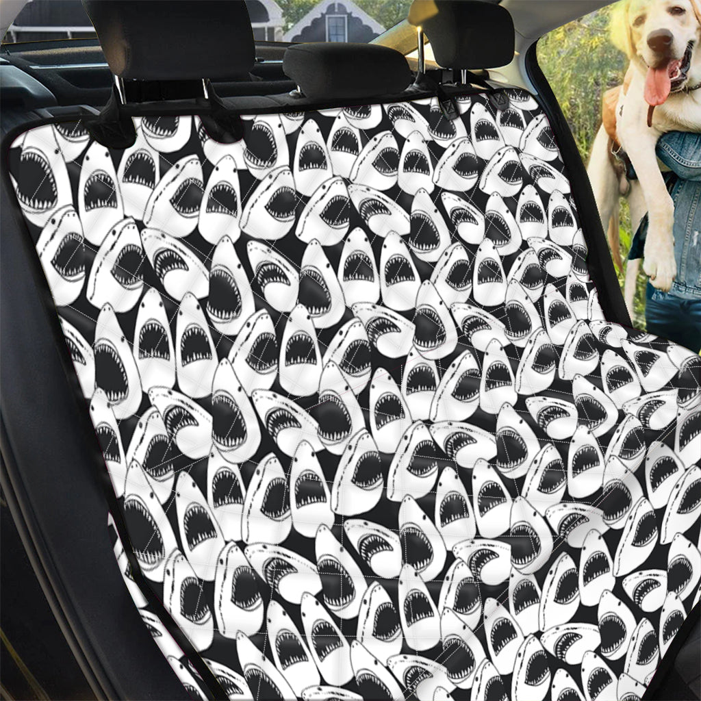 White And Grey Shark Pattern Print Pet Car Back Seat Cover