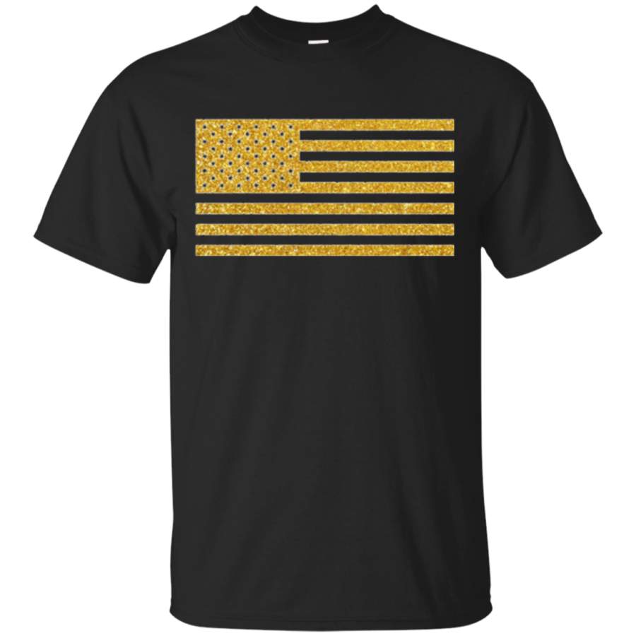 AGR American Flag T Shirt Gold Sequins Imitation