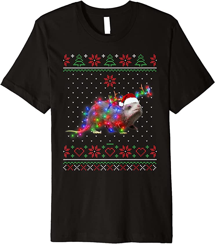 Opossum Animal Ugly Sweater Christmas Puppy Animal Lover Premium T-Shirt