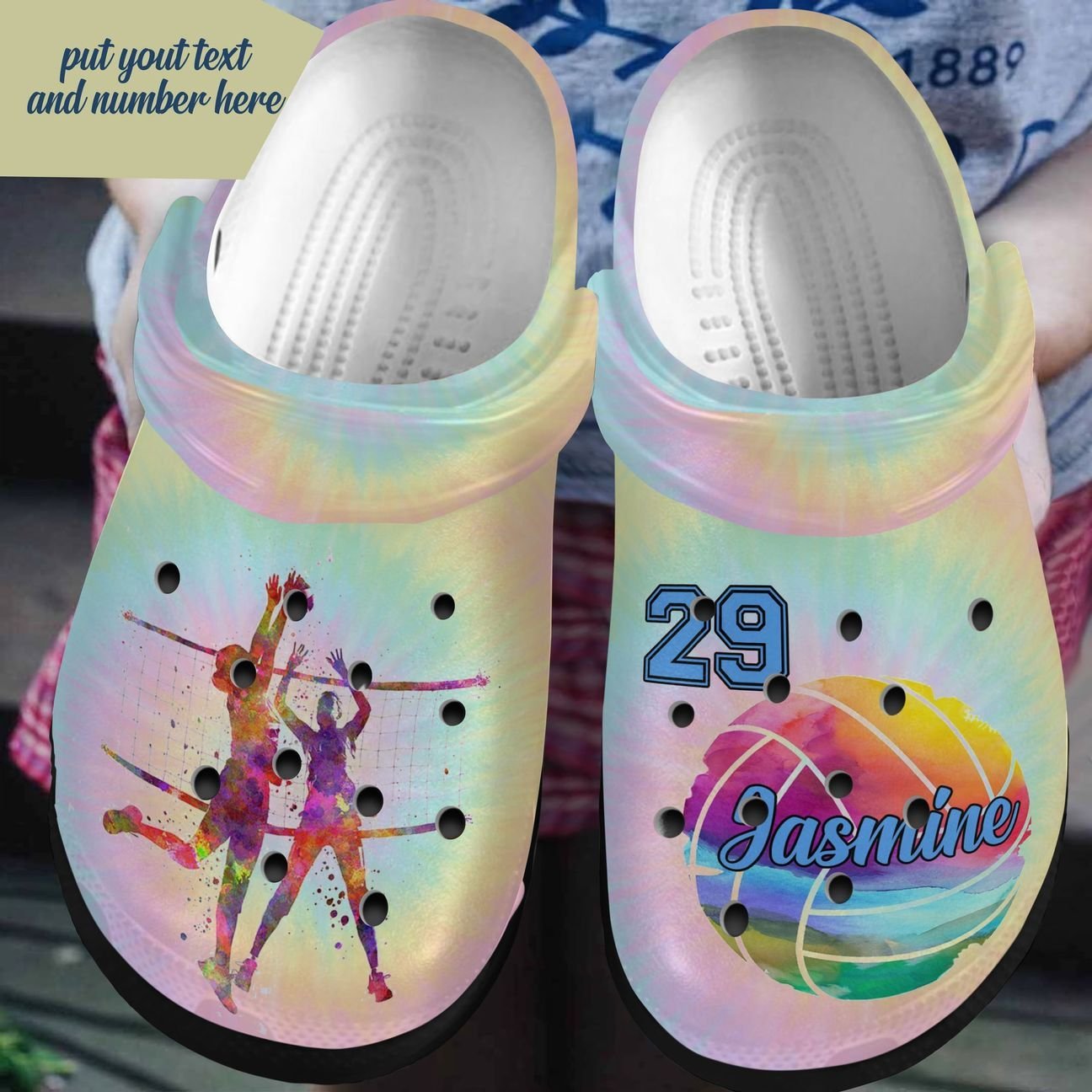 Volleyball Personalized Clog, Custom Name, Text, Color, Number Fashion Style For Women, Men, Kid, Print 3D Volleyball Queen