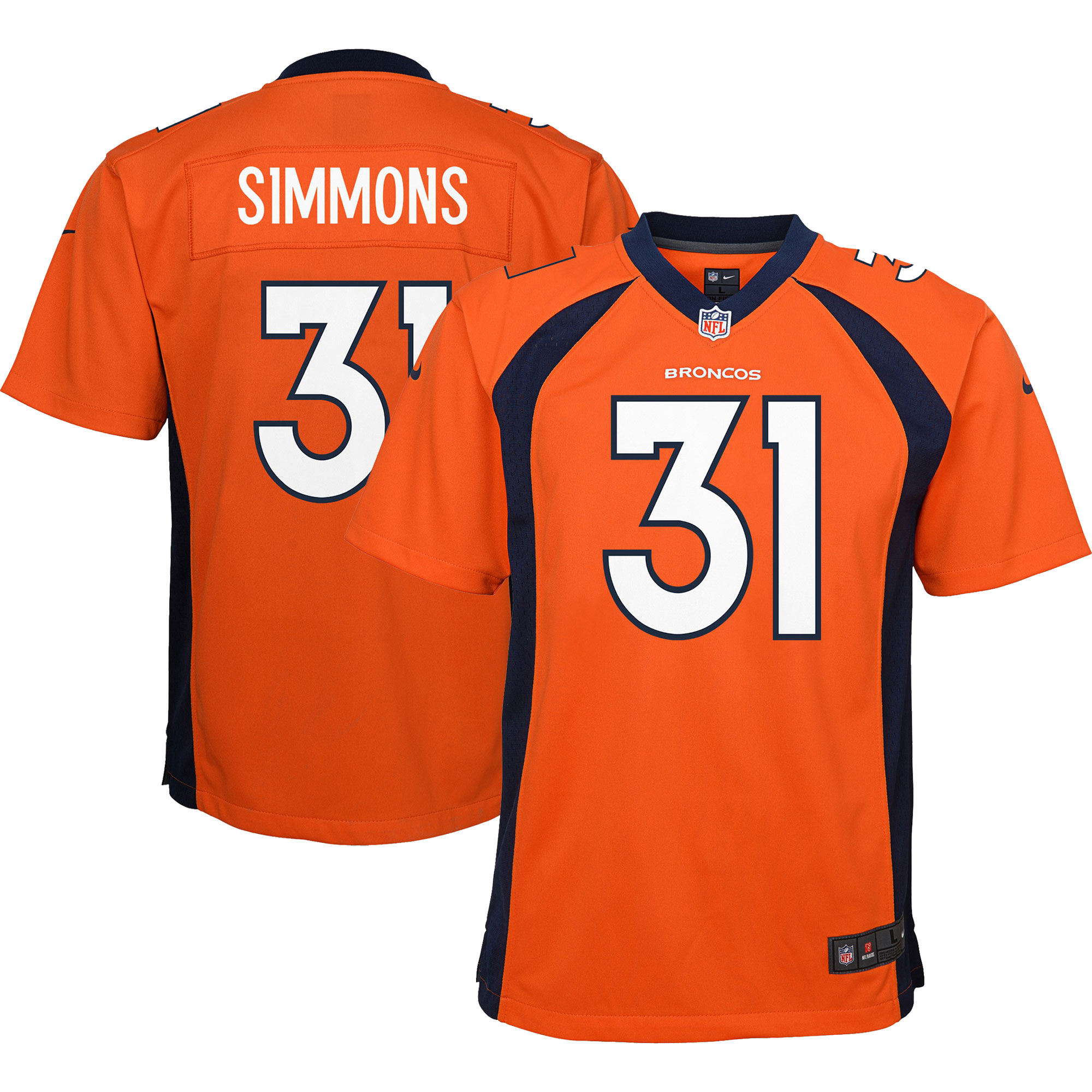 Justin Simmons Denver Broncos Youth Game Jersey – Orange