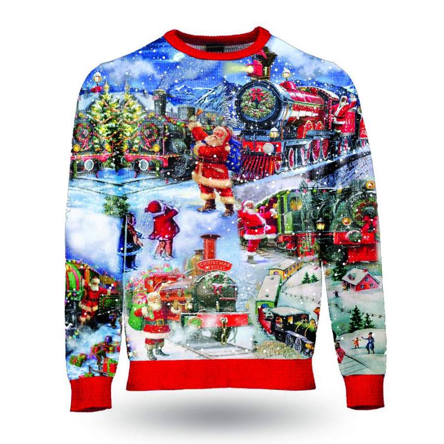 Train To Christmas 2020 Sweatshirt Santa Claus Ugly Christmas Sweater Gift For Sibling