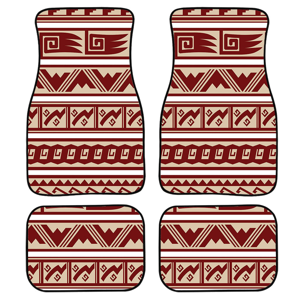 Red And Beige Southwestern Pattern Print Front And Back Car Floor Mats, Front Car Mat