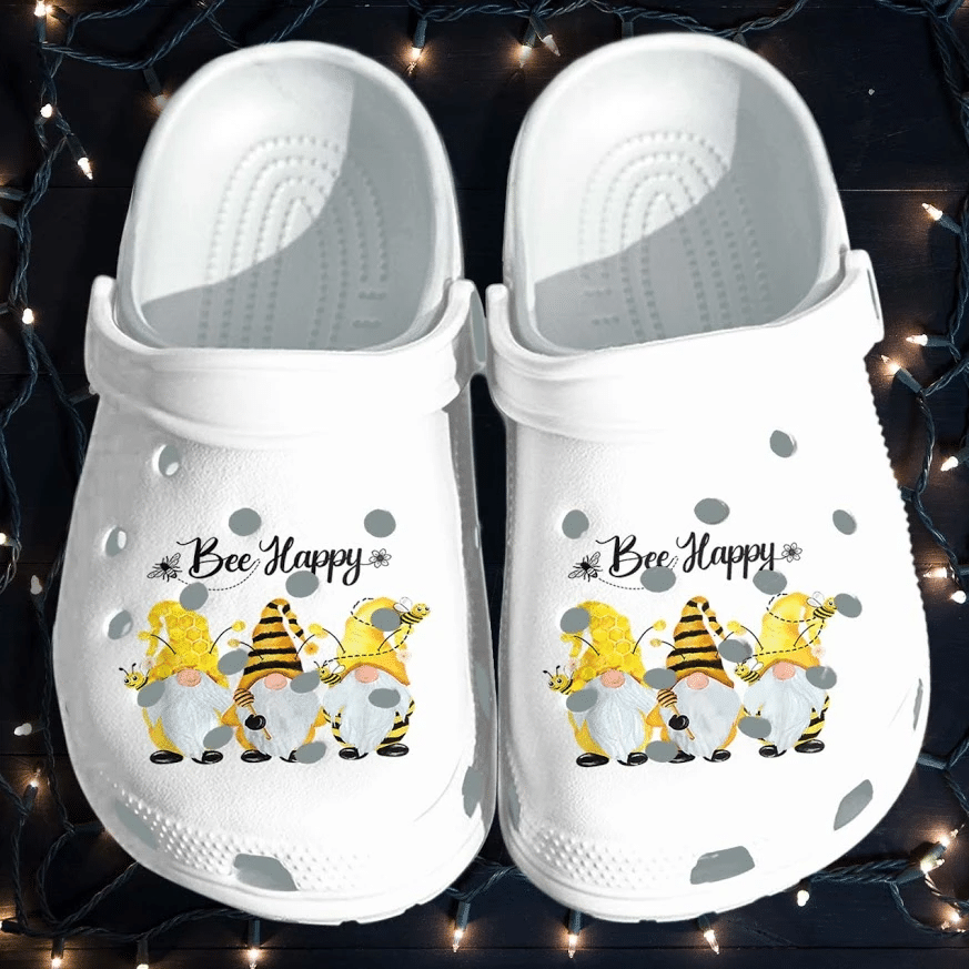 Be Happy Gnomies Bee Shoes Crocs – Bee Cute Shoes Clog Birthday Gifts For Daughter Girl Woman