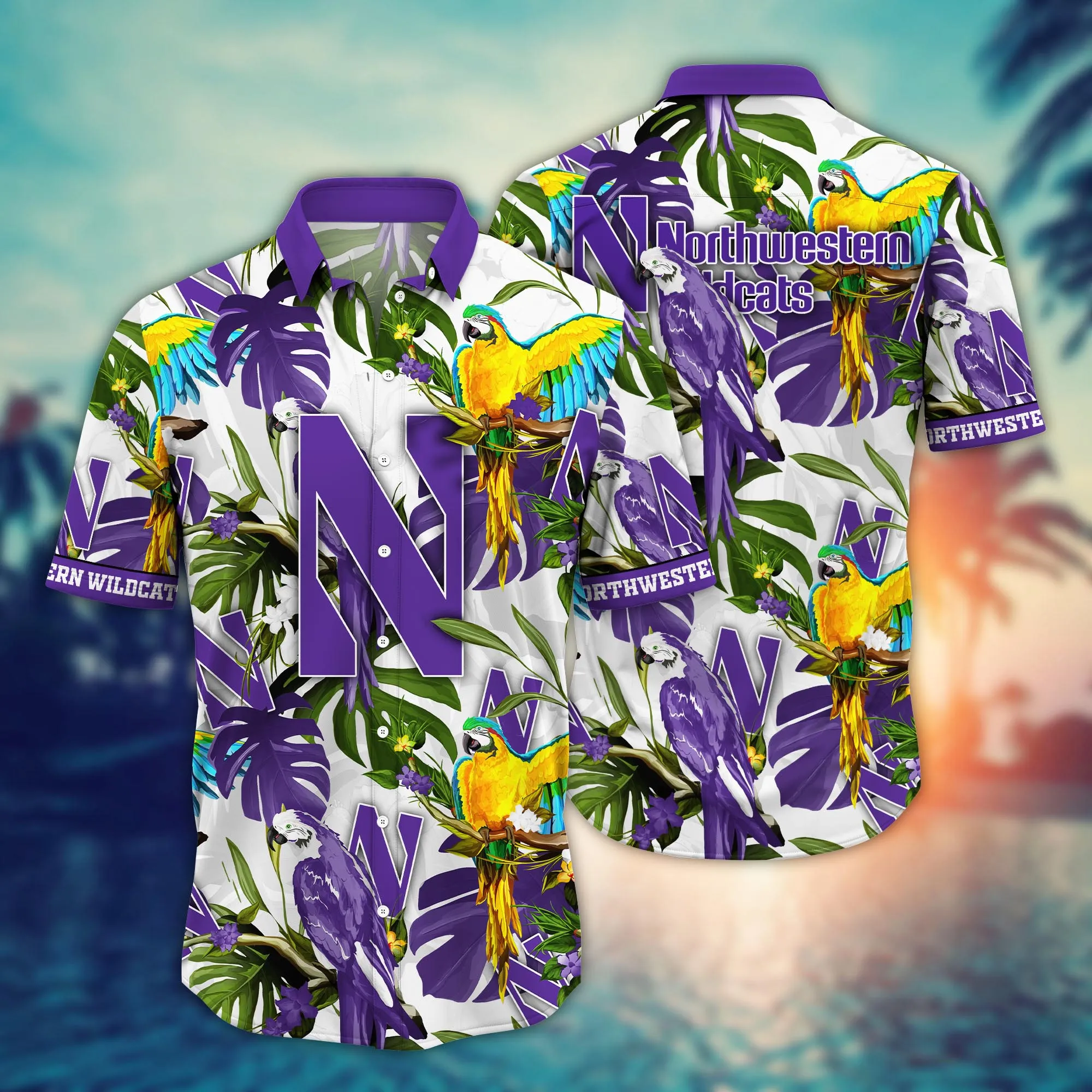 Northwestern Wildcats NCCA Hawaiian Shirt Umbrellas (For Sun)Time Aloha Shirt