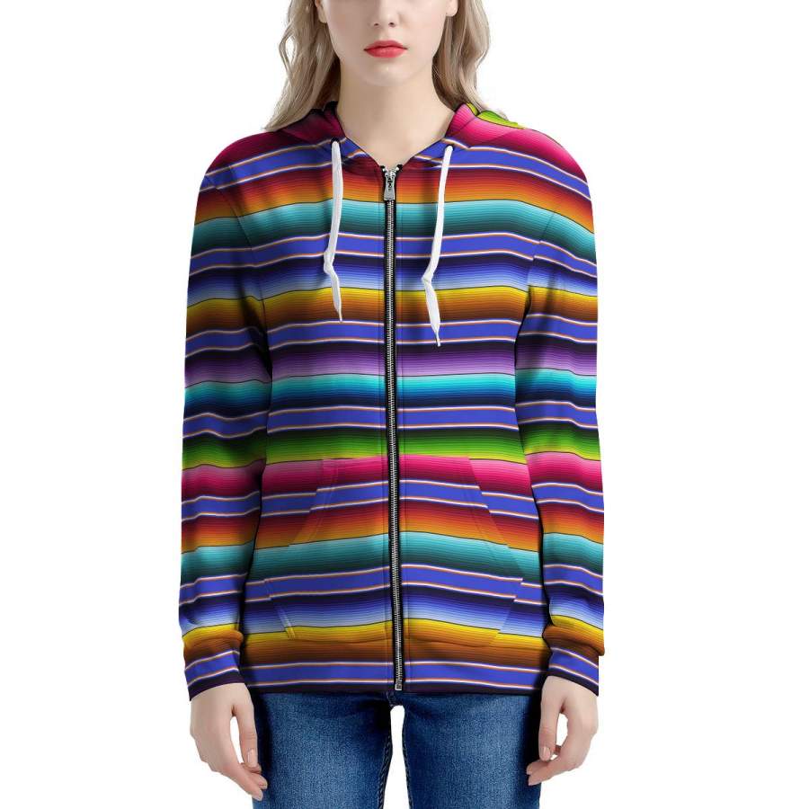 Baja Serape Mexican Women’s Zip Up Hoodie