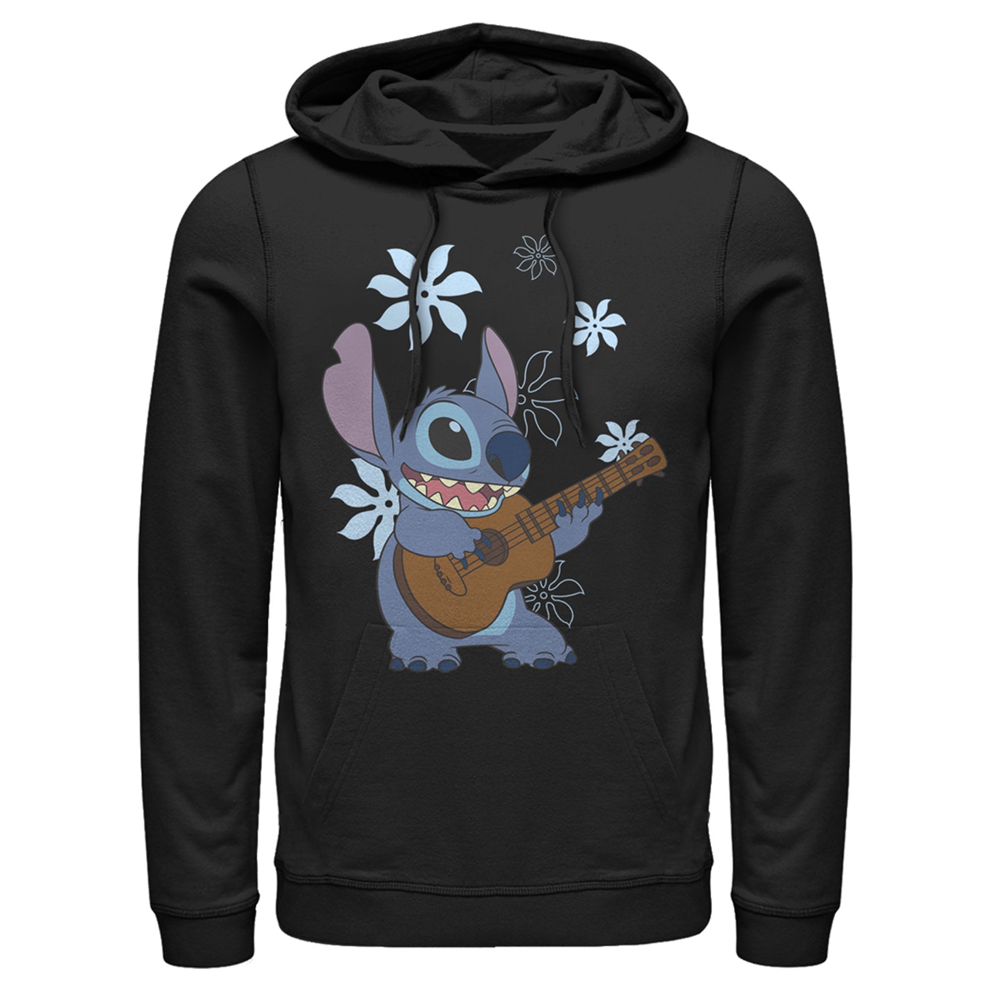 Men’S Lilo & Stitch Floral Ukulele Dance Pull Over Hoodie