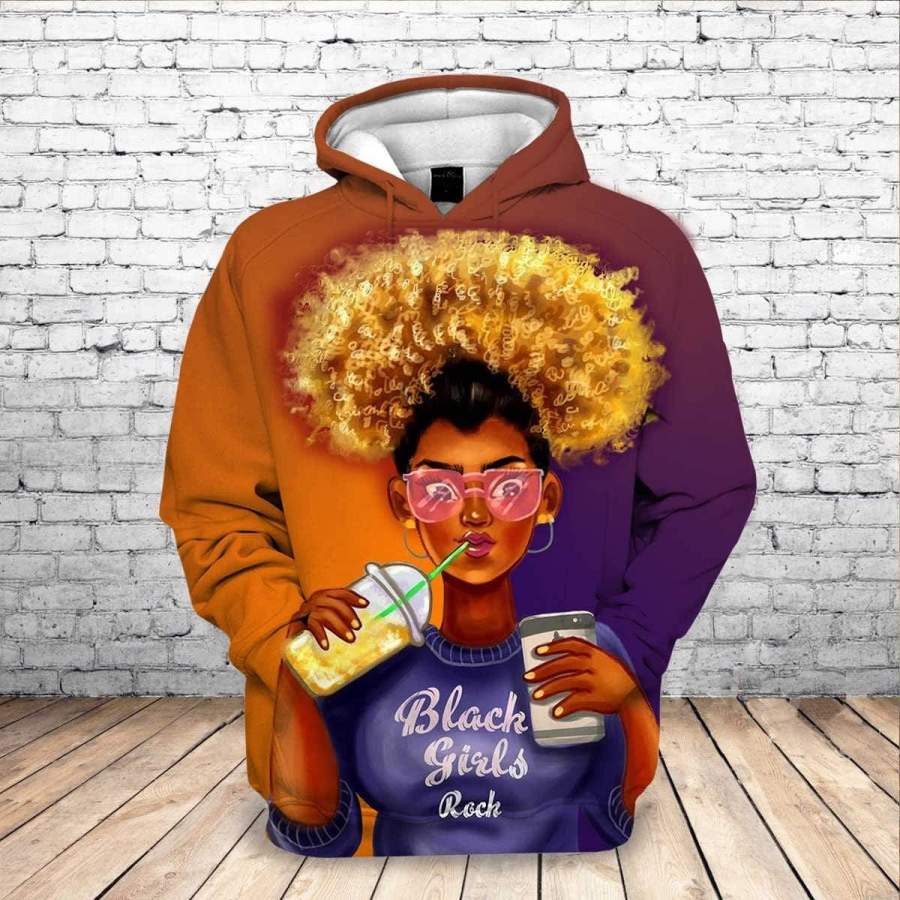 Black Girl Rock Hoodie 3D All Over Print Custom Name #V