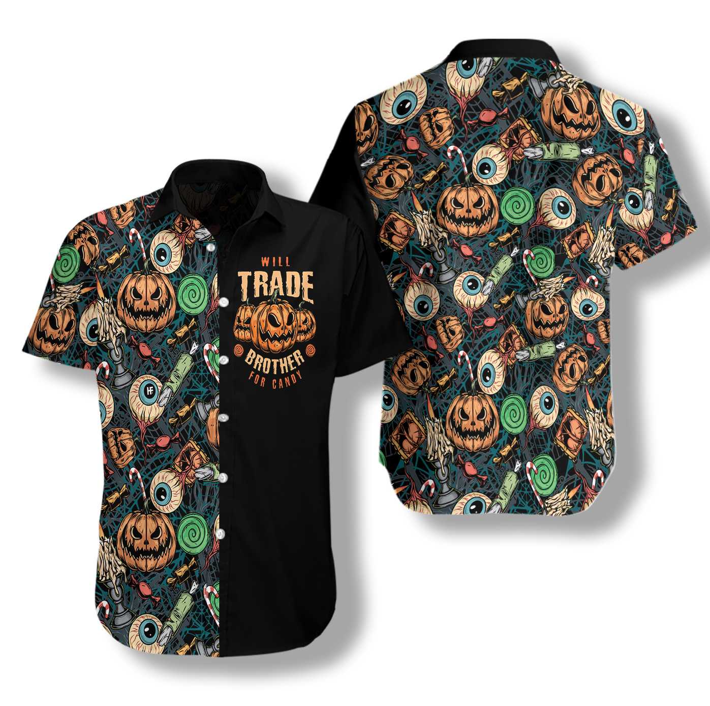 Vintage Halloween Scary Pumpkin Hawaii Shirt Ha1614