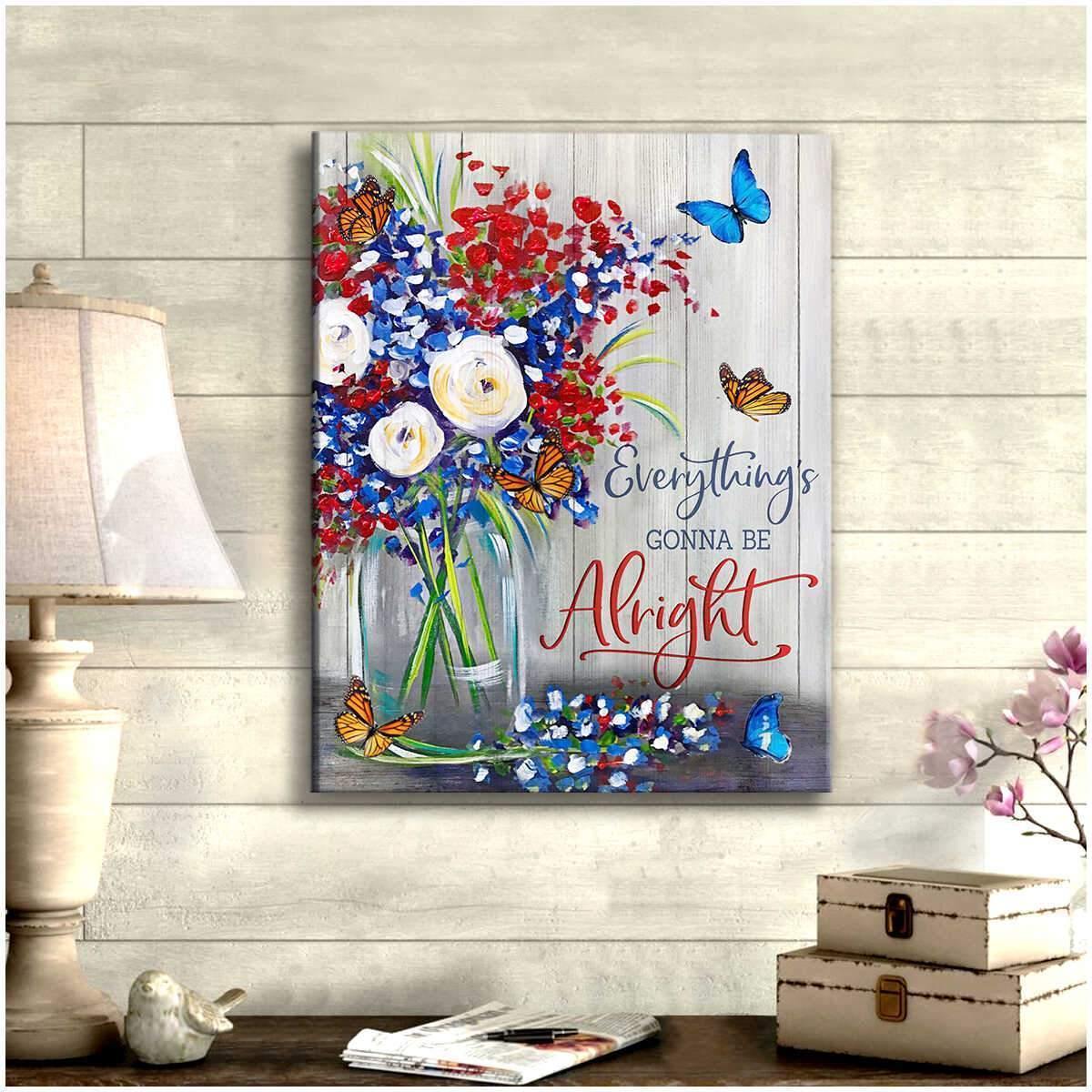 Be Alright Butterfly Canvas – Butterfly Canvas Print Wall Art – Anniversary Birthday Christmas Housewarming Gift Home Decor