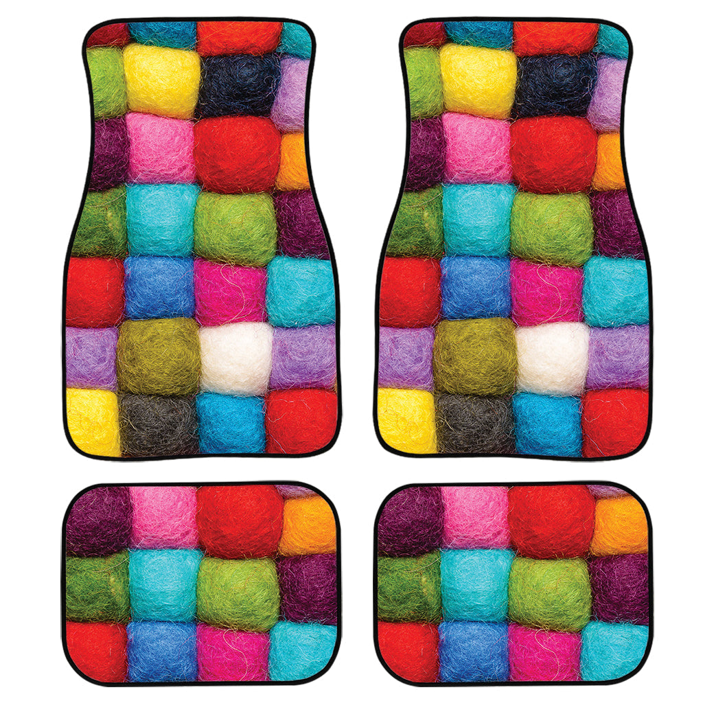 Colorful Yarn Balls Print Front And Back Car Floor Mats, Front Car Mat