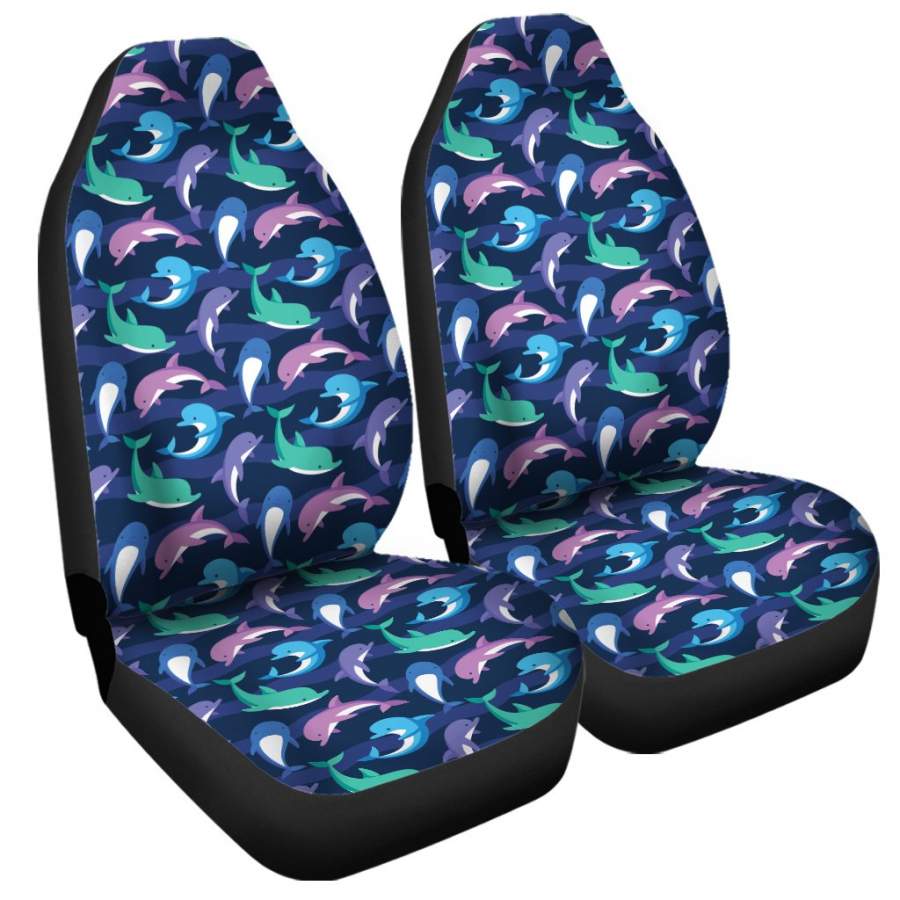 Colorful Dolphin Pattern Print Universal Fit Car Seat Covers