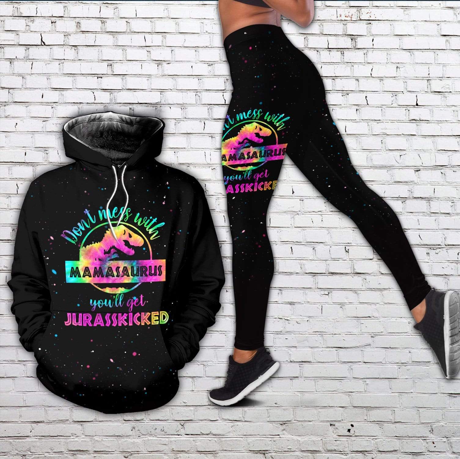 Gift for Mother Gift For Mother – Don’t Mess With Mamasaurus Black Hoodie – Legging 3D