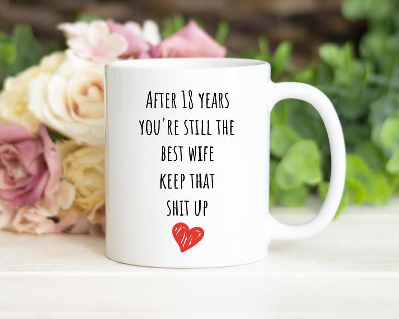 18Th Anniversary Mug, 18Th Anniversary Gift For Wife, Her, Couple, Gift ...